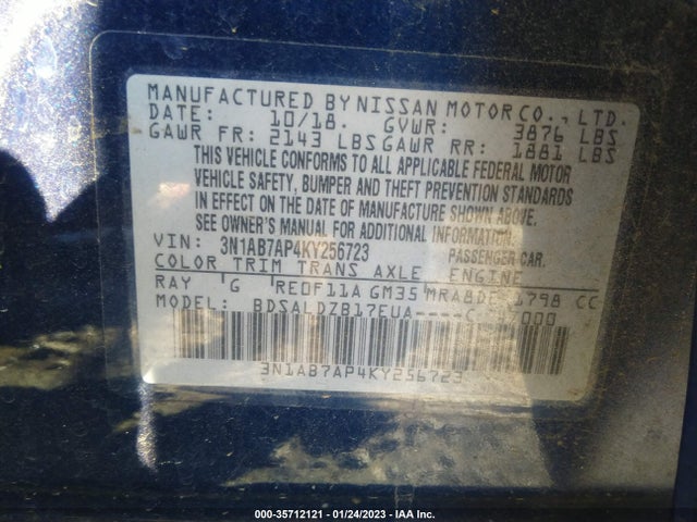 2019 Nissan Sentra, VIN: 3N1AB7AP4KY256723