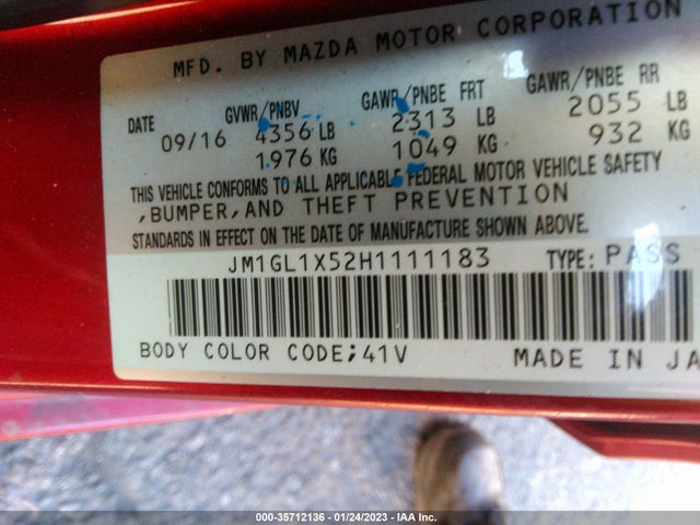 2017 MAZDA MAZDA6 GRAND TOURING VIN: JM1GL1X52H1111183