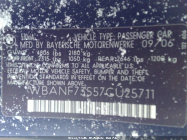 WBANF73557CU25711 BMW 5 Series 530xi