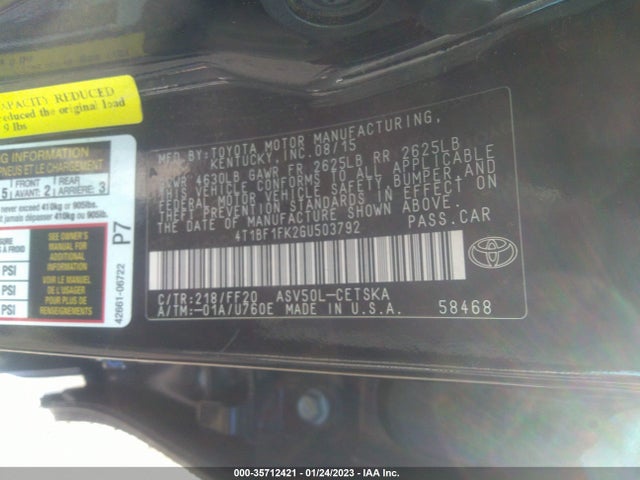 2016 Toyota Camry, VIN: 4T1BF1FK2GU503792
