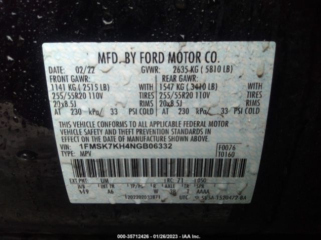 1FMSK7KH4NGB06332 Ford Explorer St-line