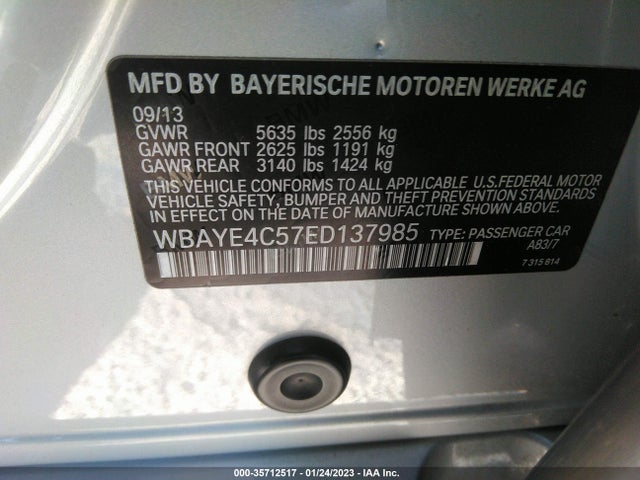 2014 BMW 7 Series, VIN: WBAYE4C57ED137985