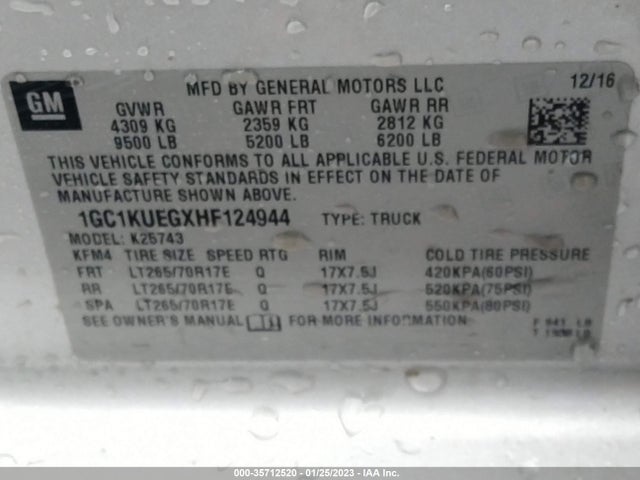 2017 Chevrolet Silverado 2500, VIN: 1GC1KUEGXHF124944