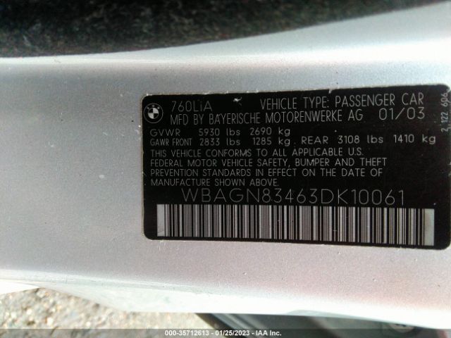 WBAGN83463DK10061 BMW 7 Series 760li