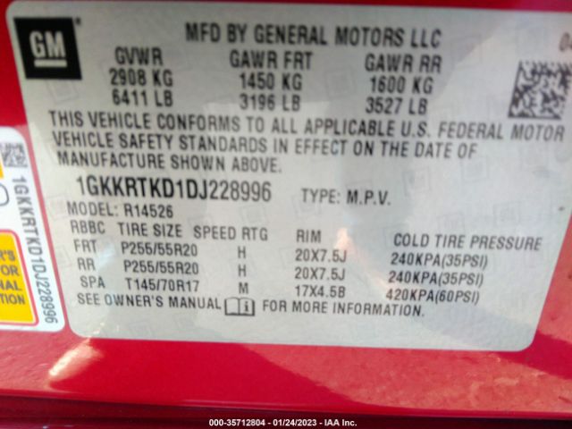 1GKKRTKD1DJ228996 GMC Acadia
