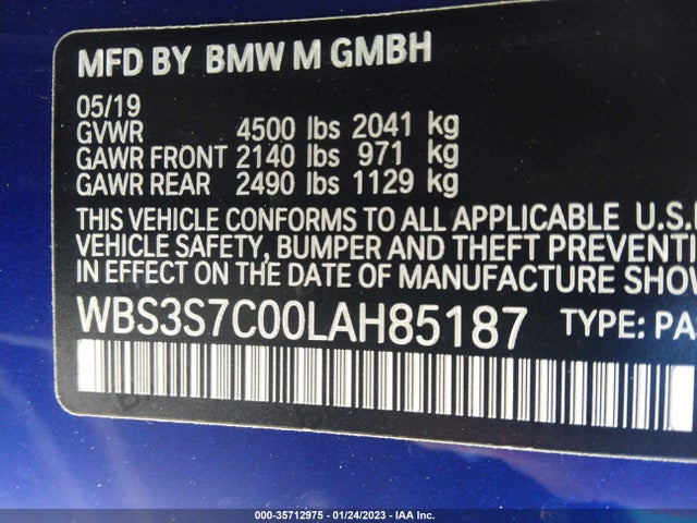 2020 BMW M4, VIN: WBS3S7C00LAH85187
