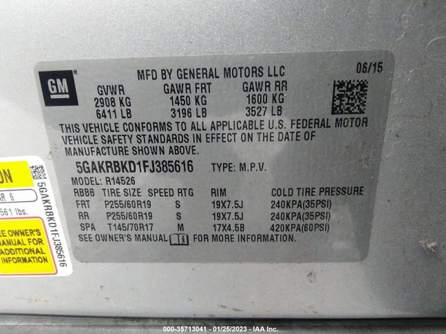 2015 Buick Enclave, VIN: 5GAKRBKD1FJ385616