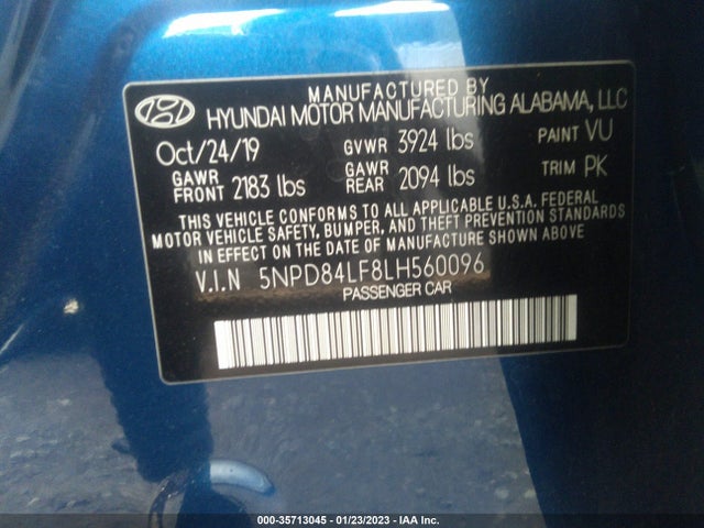 2020 Hyundai Elantra, VIN: 5NPD84LF8LH560096