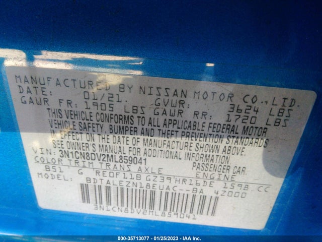 2021 Nissan Versa, VIN: 3N1CN8DV2ML859041