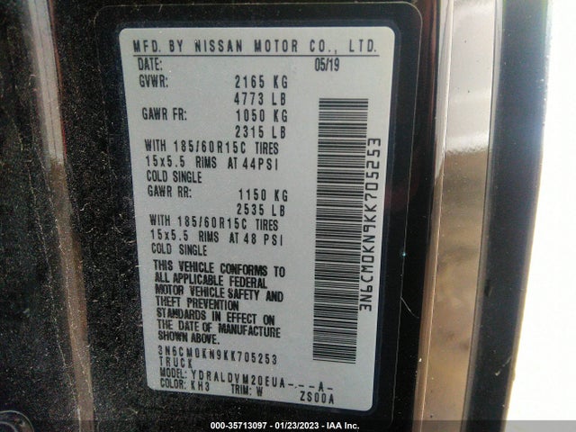 2019 Nissan NV 200, VIN: 3N6CM0KN9KK705253