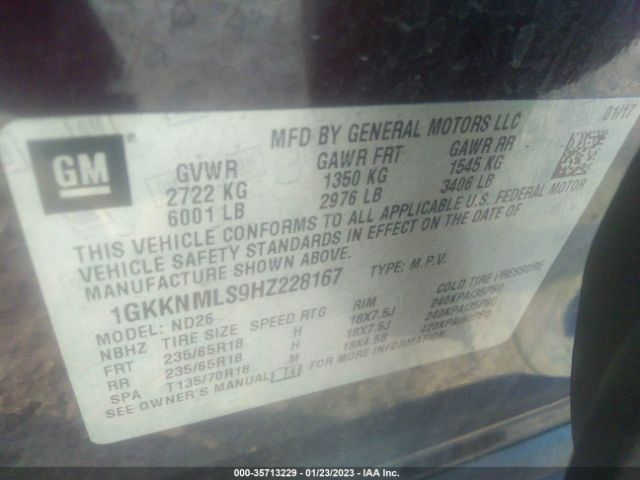 1GKKNMLS9HZ228167 GMC ACADIA SLT