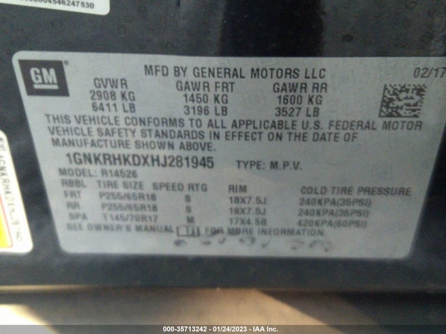 Chevrolet Traverse Lt 2017 1GNKRHKDXHJ281945 Image 10