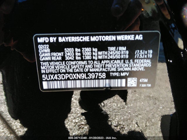 BMW X3 Sdrive30i 2022 аукцион фото