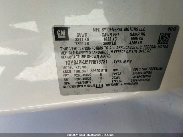 Cadillac Escalade Platinum 2015 1GYS4PKJ5FR676731 Image 10