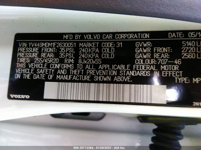 2015 Volvo XC60, VIN: YV449MDM1F2630051