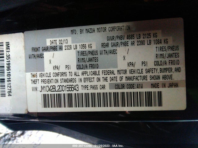 2013 MAZDA MAZDA5 SPORT VIN: JM1CW2BL2D0156643