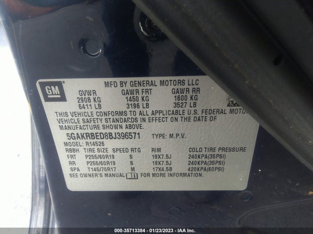 2011 BUICK ENCLAVE CXL-1 VIN: 5GAKRBED8BJ396571