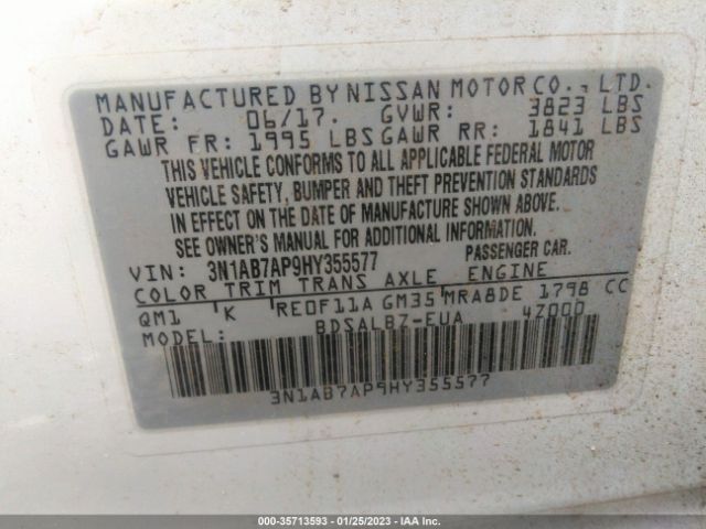 3N1AB7AP9HY355577 Nissan SENTRA S