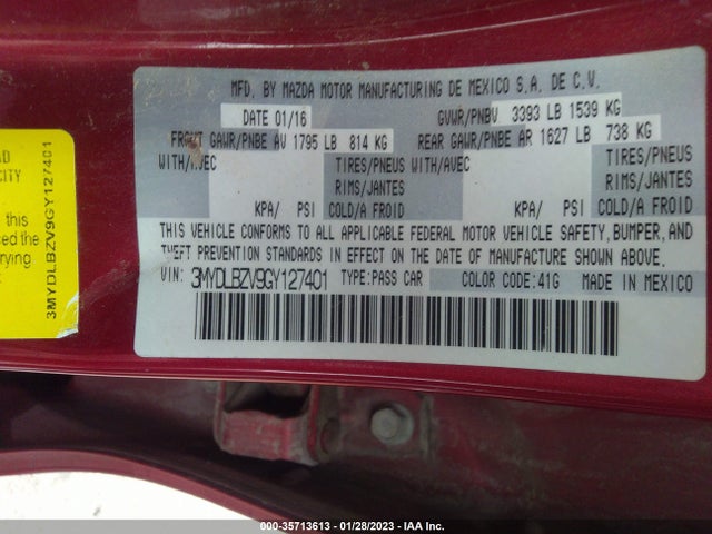 3MYDLBZV9GY127401 Scion IA