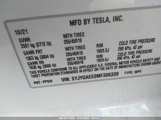 Tesla Model Y Long Range 2021 5YJYGAEE0MF306339 Image 11