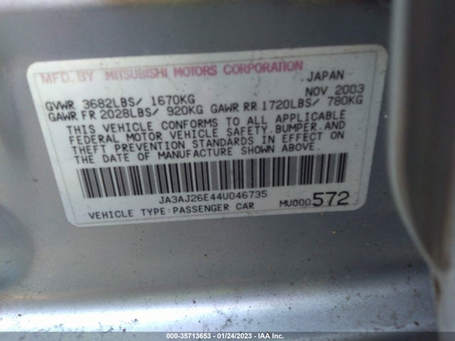 JA3AJ26E44U046735 Mitsubishi LANCER ES
