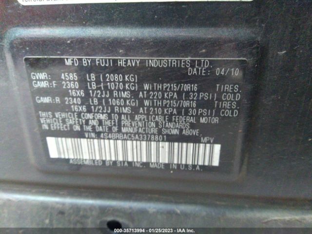 4S4BRBAC5A3378801 Subaru Outback