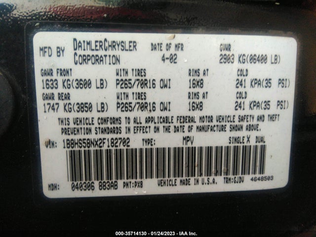 Dodge Durango Slt Plus 2002 1B8HS58NX2F182702 Image 10