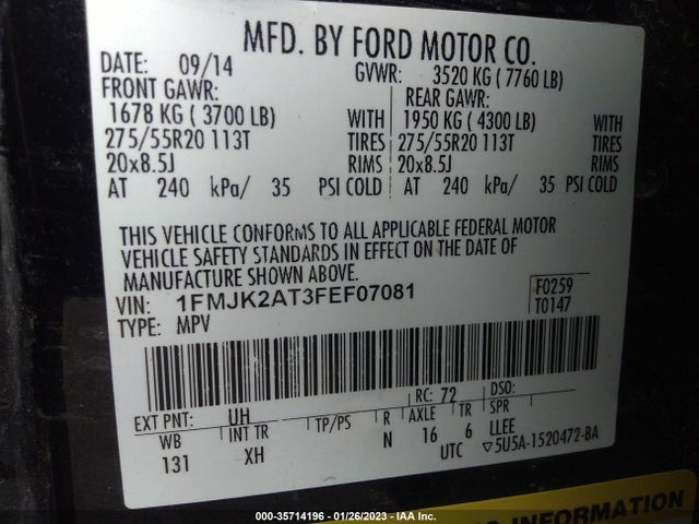 2015 Ford Expedition, VIN: 1FMJK2AT3FEF07081