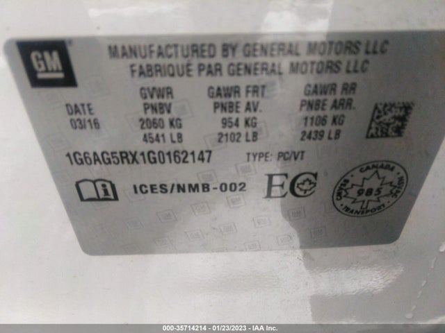 2016 Cadillac ATS, VIN: 1G6AG5RX1G0162147