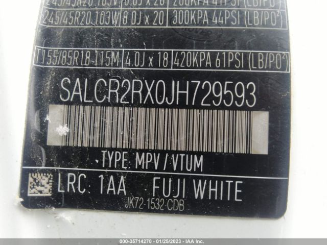 SALCR2RX0JH729593 Land Rover DISCOVERY SPORT
