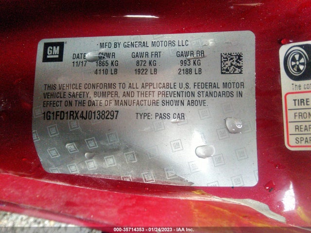 Chevrolet Camaro 2lt 2018 1G1FD1RX4J0138297 Image 9