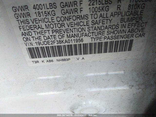 2019 Acura ILX, VIN: 19UDE2F38KA011956