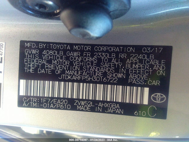2017 Toyota Prius, VIN: JTDKARFP5H3016722