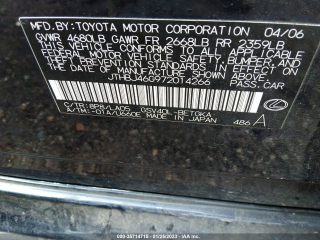 JTHBJ46G972014266 Lexus ES 350