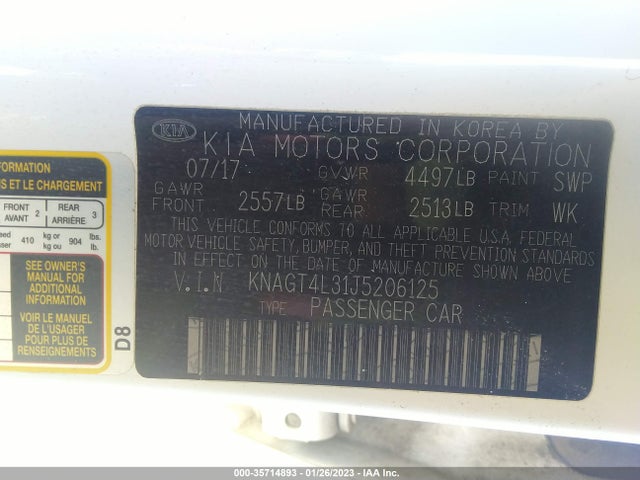 KIA Optima Lx 2018 KNAGT4L31J5206125 Image 9