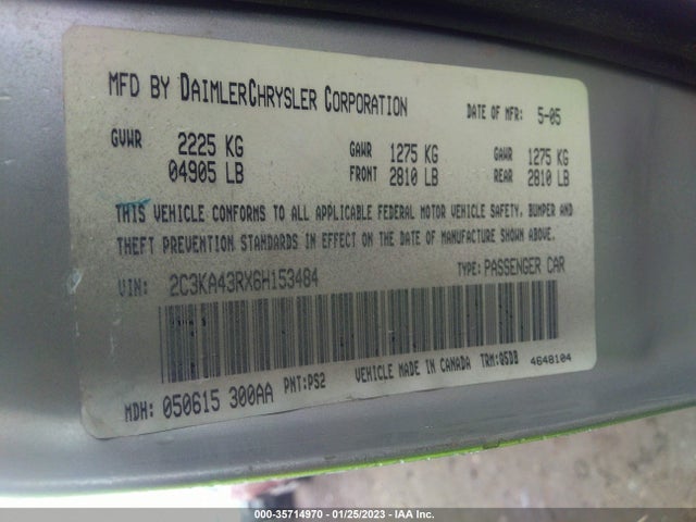 Chrysler 300 2006 2C3KA43RX6H153484 Image 10