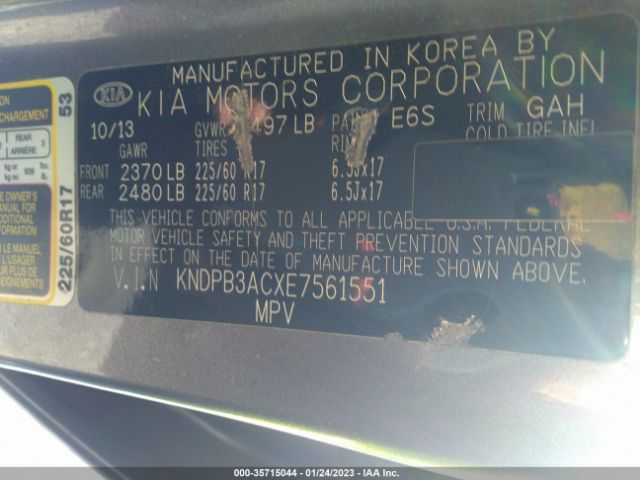 KNDPB3ACXE7561551 KIA Sportage Lx