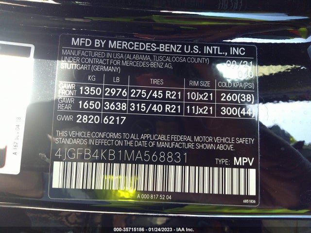 2021 Mercedes-Benz GLE-Class, VIN: 4JGFB4KB1MA568831