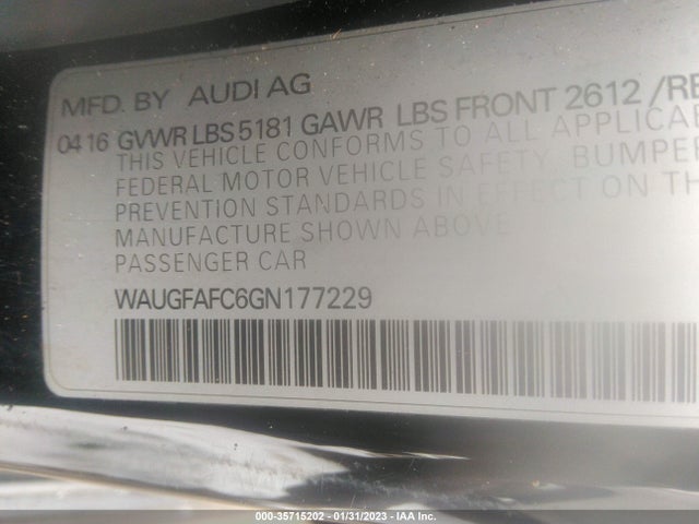 2016 Audi A6, VIN: WAUGFAFC6GN177229