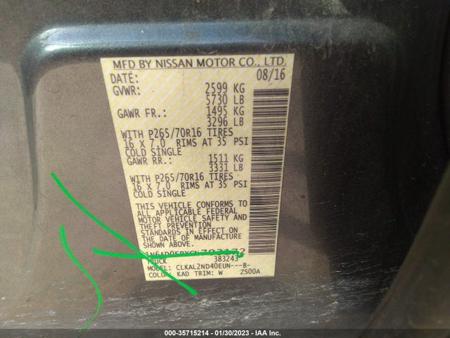 2016 Nissan Frontier, VIN: 1N6AD0ERXGN793172