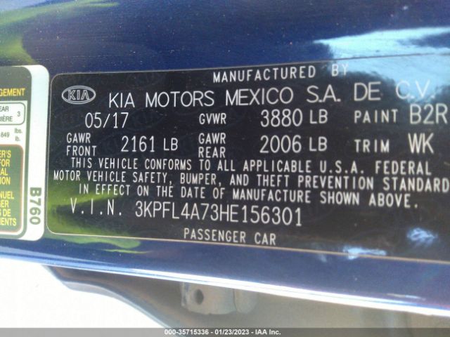 3KPFL4A73HE156301 KIA FORTE LX