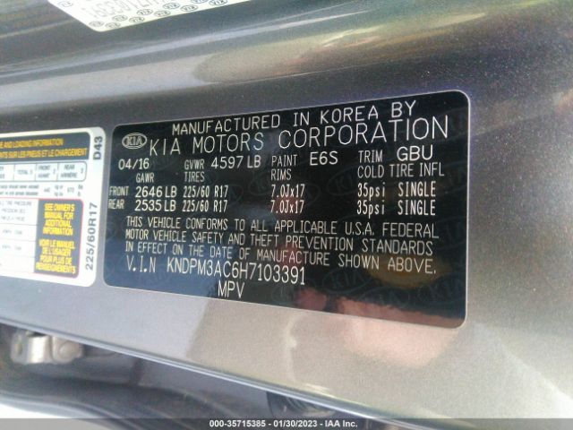 KNDPM3AC6H7103391 KIA Sportage Lx