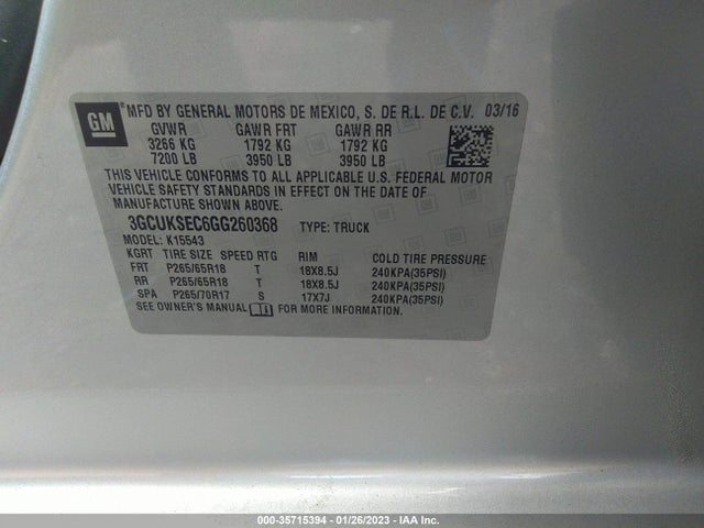Chevrolet Silverado 1500 Ltz 2016 3GCUKSEC6GG260368 Image 9