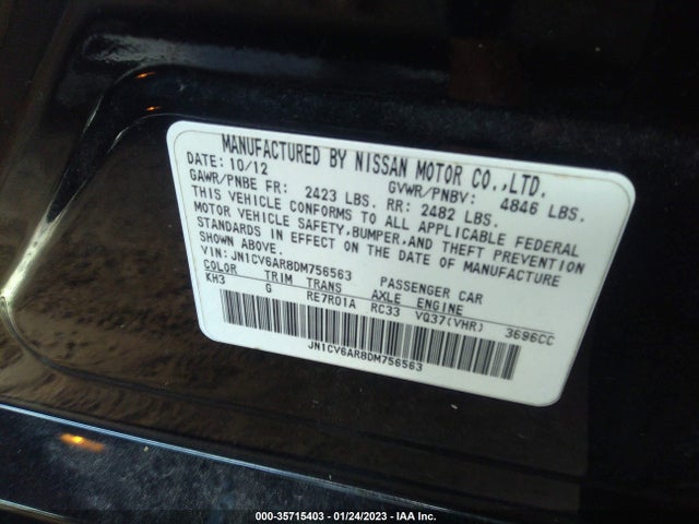 2013 INFINITI G37 SEDAN X VIN: JN1CV6AR8DM756563