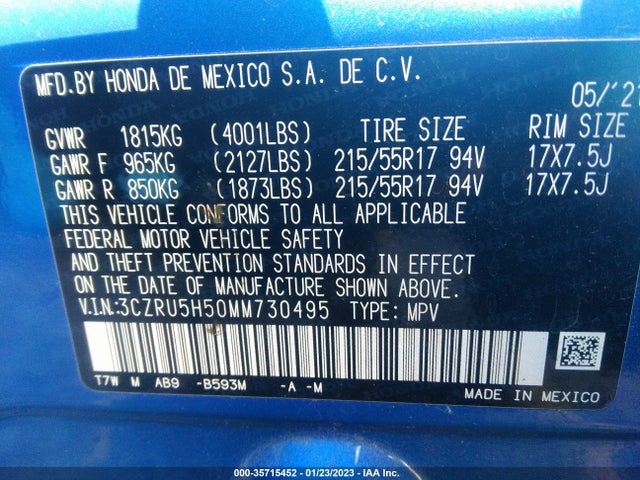 2021 Honda HR-V, VIN: 3CZRU5H50MM730495