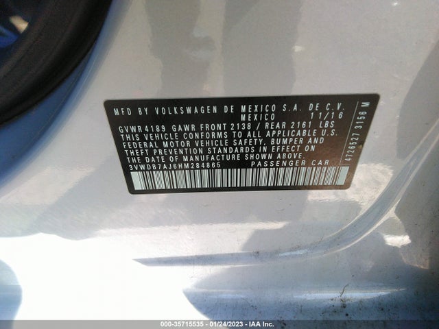 3VWDB7AJ6HM284865 Volkswagen Jetta 1.4t Se