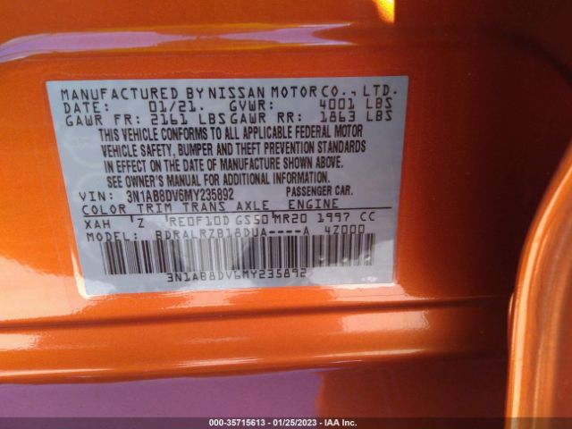 3N1AB8DV6MY235892 Nissan SENTRA SR