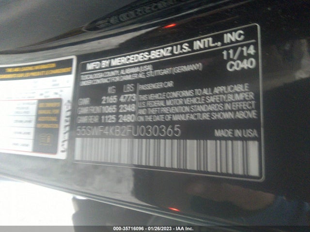 2015 Mercedes-Benz C-Class, VIN: 55SWF4KB2FU030365