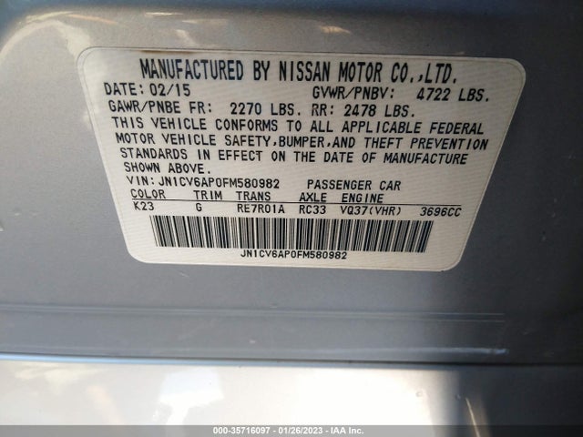 2015 Infiniti Q40, VIN: JN1CV6AP0FM580982