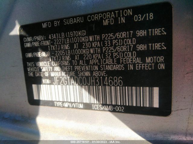 JF2GTADC0JH314686 Subaru Crosstrek Premium